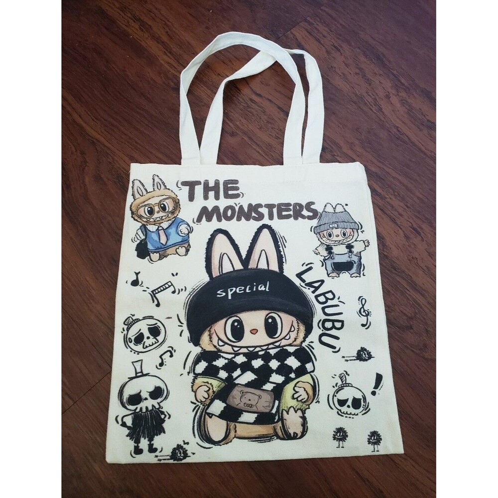 Labubu Chic Kawaii Retro Eco Friendly Trendy Sturdy Reusable Tote Bag